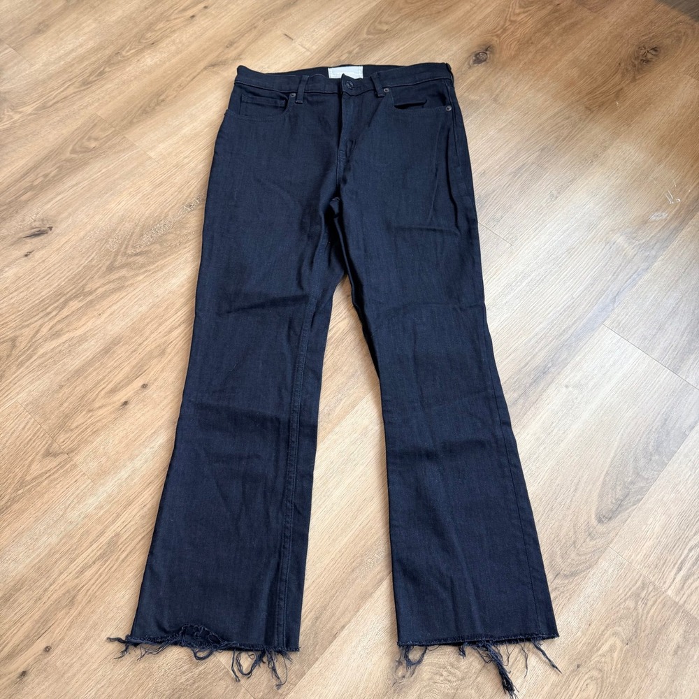 EVERLANE Black High Rise Flare Jeans Raw Hem Size 29 Regular‎